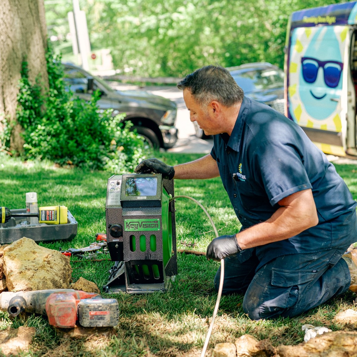 Bright Side Plumbing technician performing sewer camera inspection
