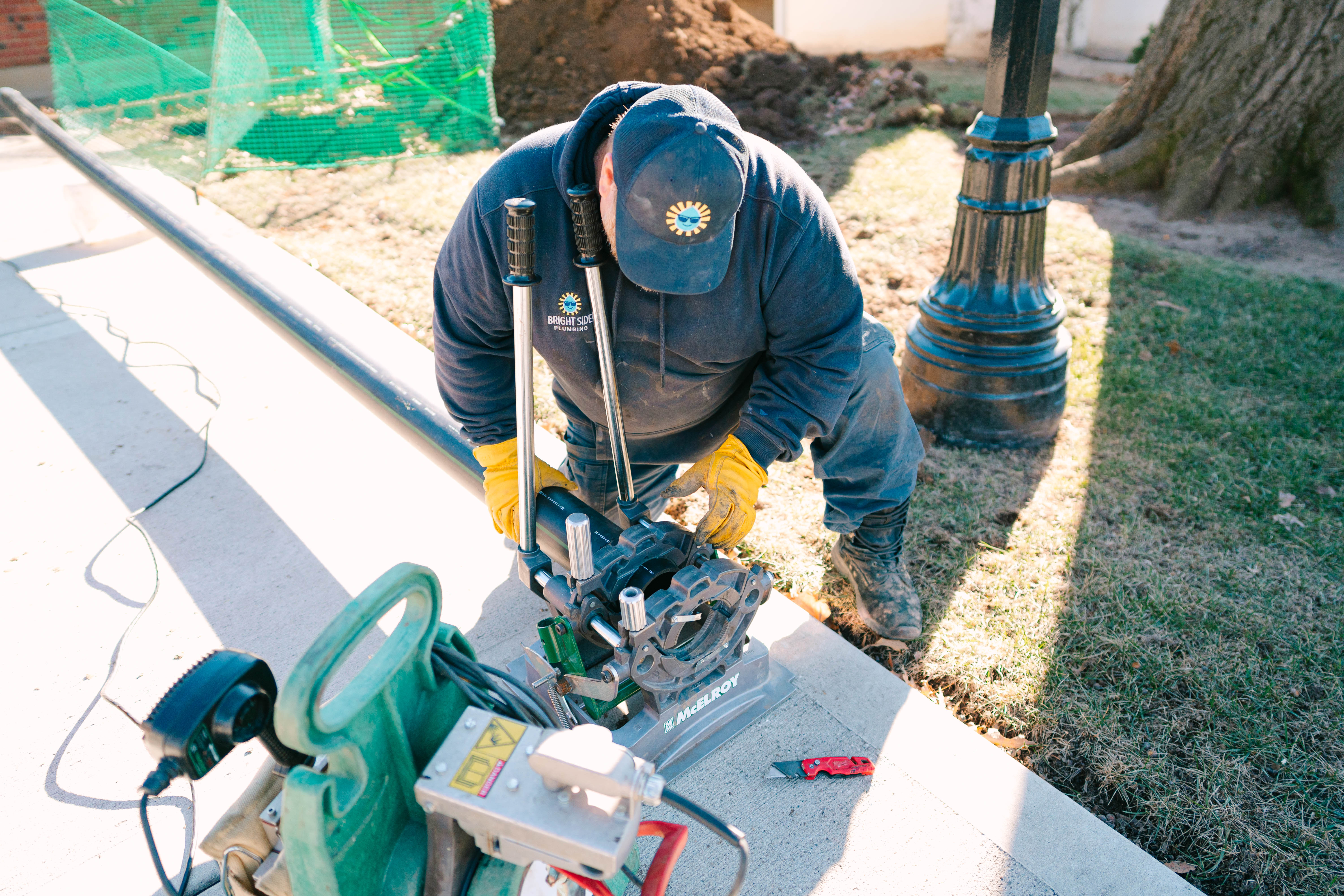 Bright Side Plumbing sewer line excavation and repair